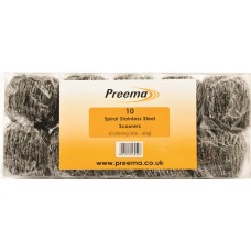 Preema Spiral Stanless Steel Scourers 60G  (10 Pieces)